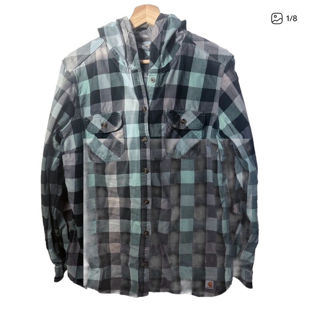 Carhartt Shirt Womens XL Belton Hooded Plaid Cabincore GORP Outdoors Work